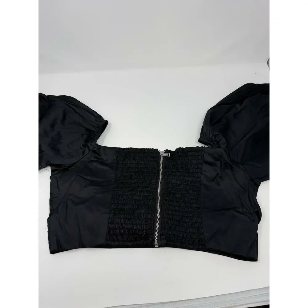 Guess Women's Off Shoulder Cropped Jun Shirt Jet Black Medium NWT - Picture 10 of 10